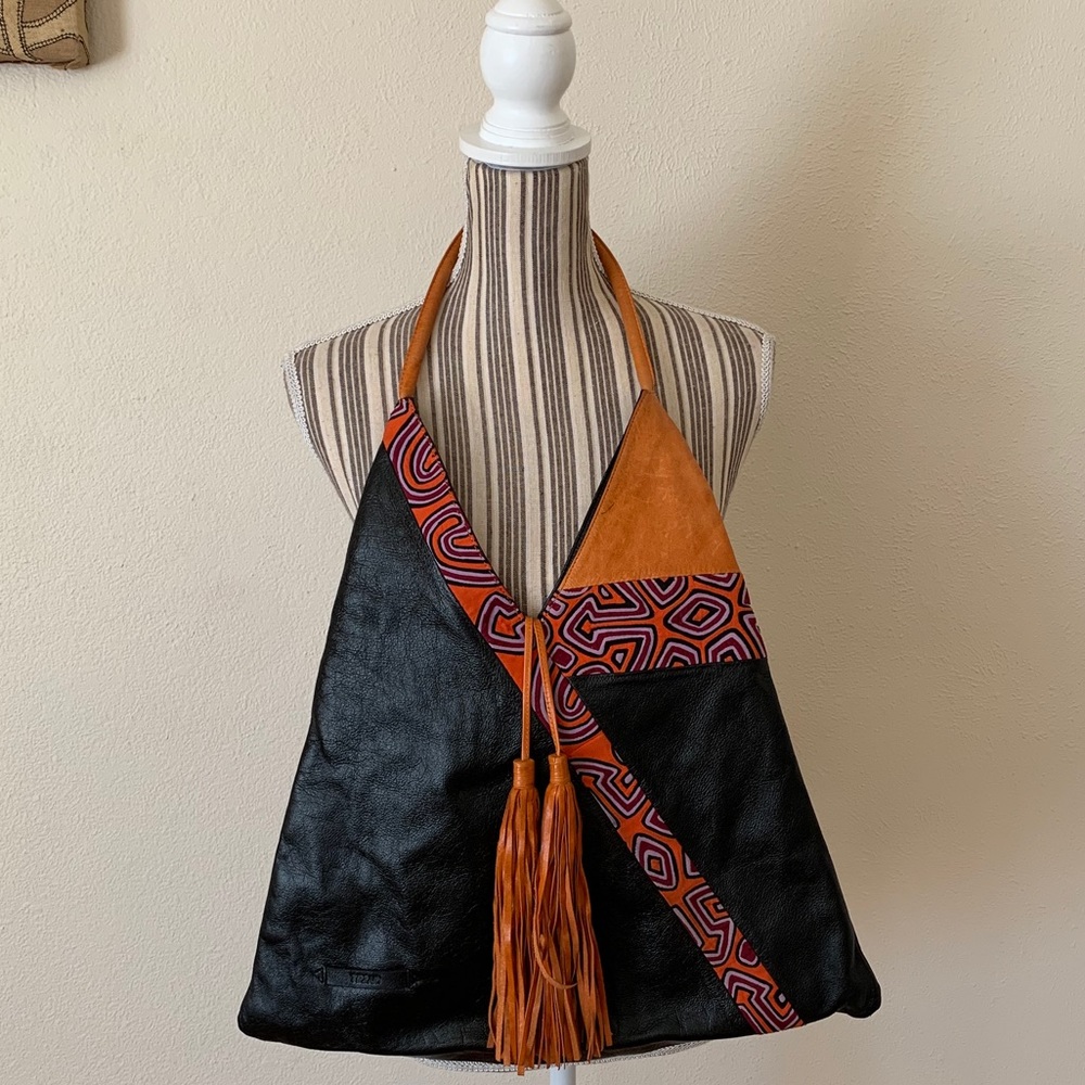 Tezari boho Leather Bag With Tassels Handbag